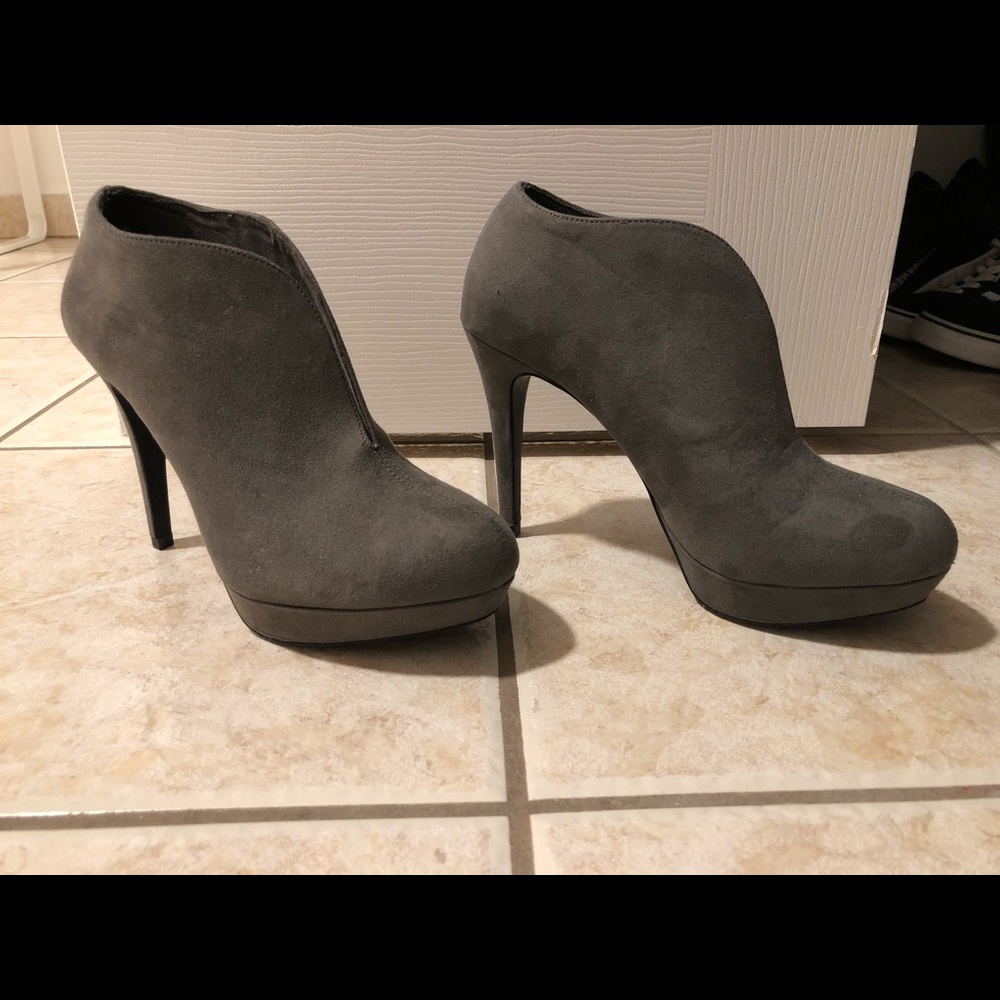 Gray bootie heels